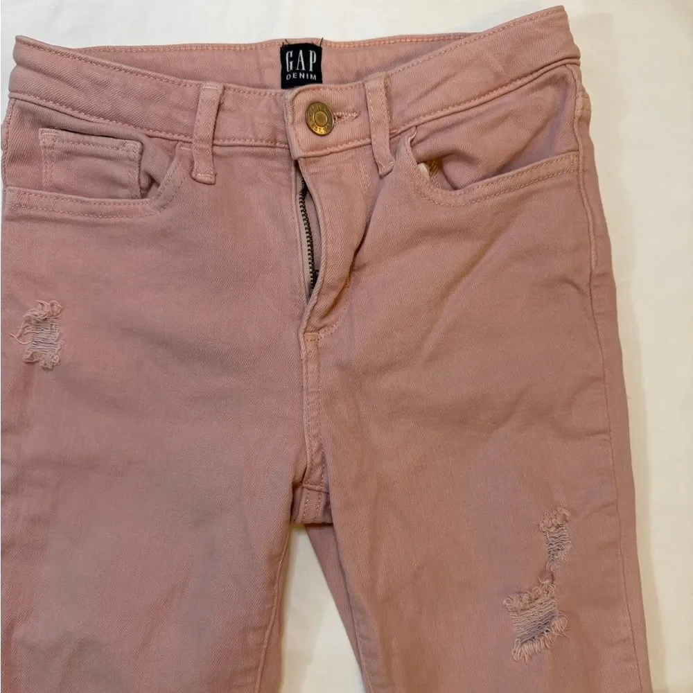 Girls Gap size 10 stretch high rise pink ankle jeggings